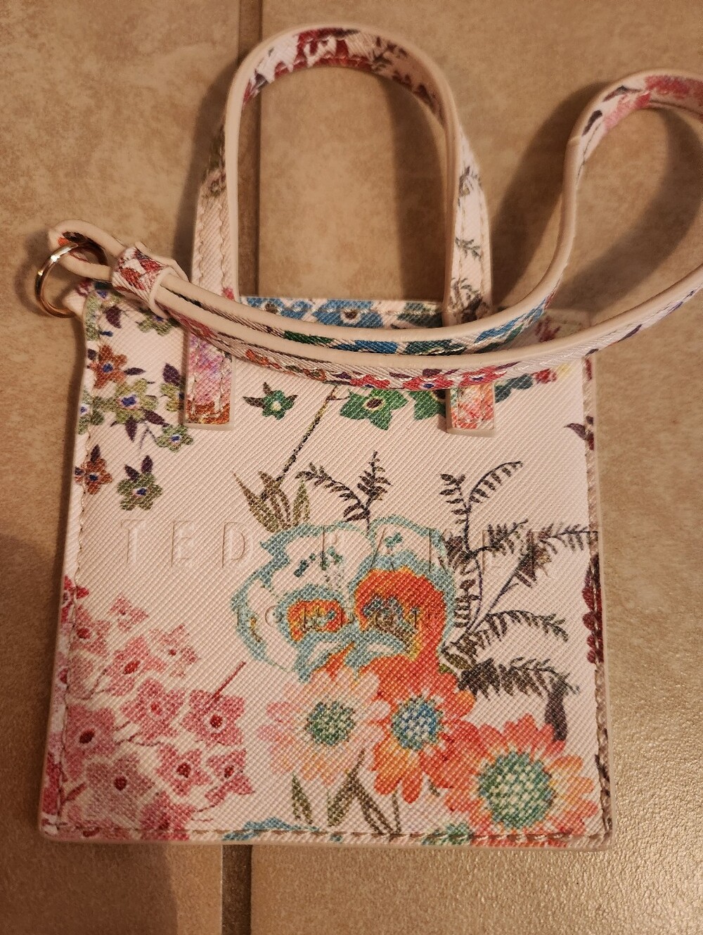 Ted Baker London Floral Print Card Holder Purse Charm - Picture 3 of 3
